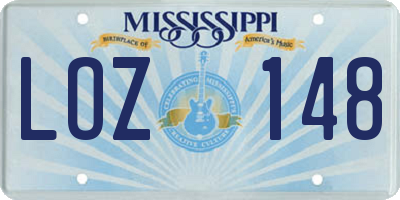 MS license plate LOZ148