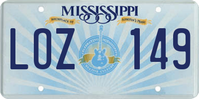 MS license plate LOZ149