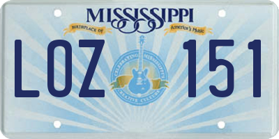 MS license plate LOZ151