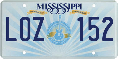 MS license plate LOZ152