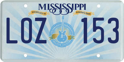 MS license plate LOZ153