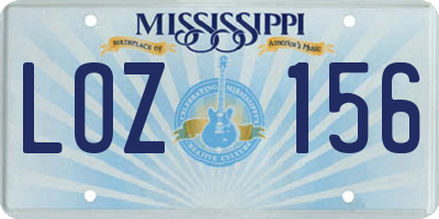 MS license plate LOZ156