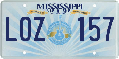 MS license plate LOZ157