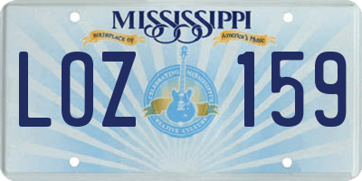 MS license plate LOZ159