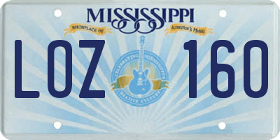 MS license plate LOZ160