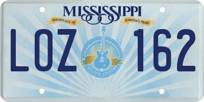 MS license plate LOZ162