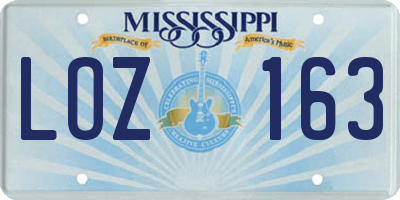 MS license plate LOZ163