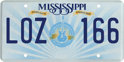 MS license plate LOZ166