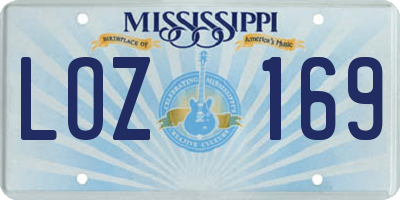 MS license plate LOZ169