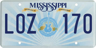 MS license plate LOZ170