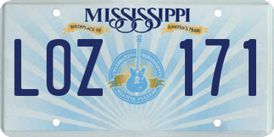 MS license plate LOZ171