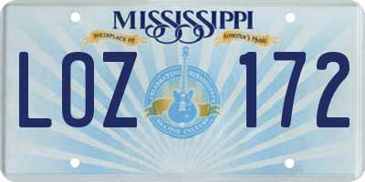 MS license plate LOZ172