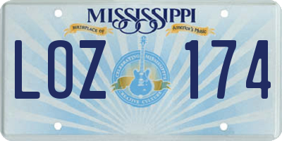 MS license plate LOZ174