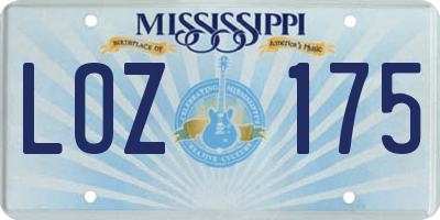 MS license plate LOZ175
