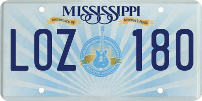 MS license plate LOZ180
