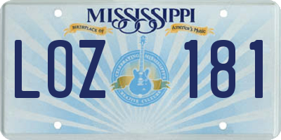 MS license plate LOZ181