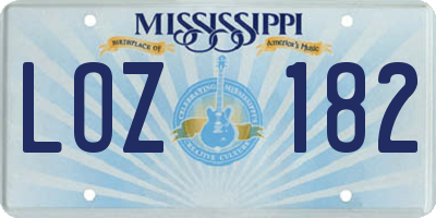 MS license plate LOZ182