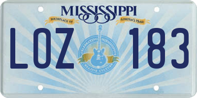 MS license plate LOZ183
