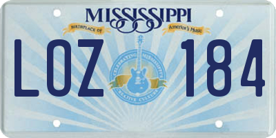 MS license plate LOZ184
