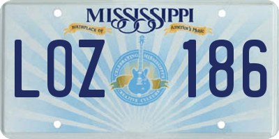 MS license plate LOZ186