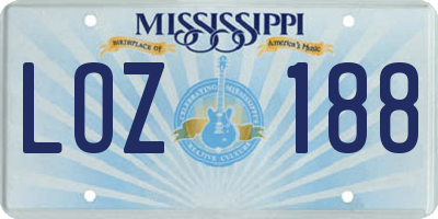 MS license plate LOZ188