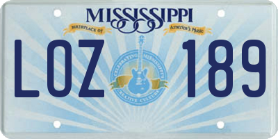 MS license plate LOZ189