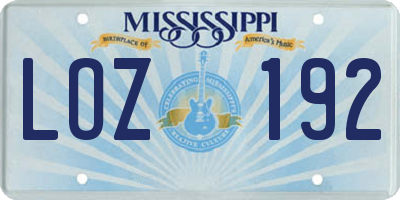 MS license plate LOZ192