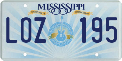 MS license plate LOZ195