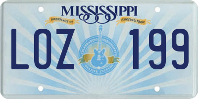 MS license plate LOZ199