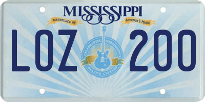MS license plate LOZ200