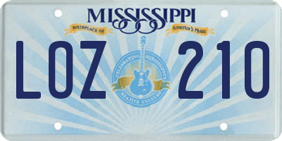 MS license plate LOZ210