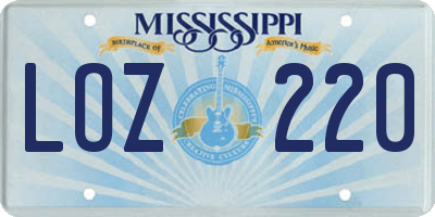 MS license plate LOZ220