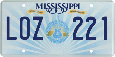MS license plate LOZ221