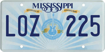 MS license plate LOZ225