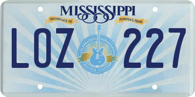 MS license plate LOZ227