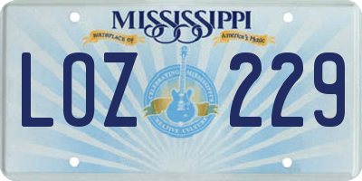 MS license plate LOZ229