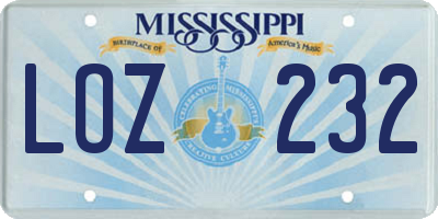 MS license plate LOZ232