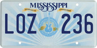 MS license plate LOZ236