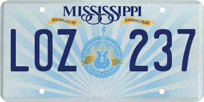 MS license plate LOZ237