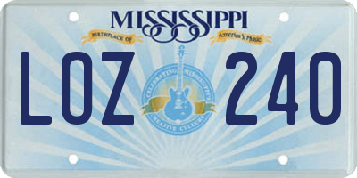 MS license plate LOZ240