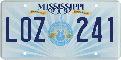 MS license plate LOZ241