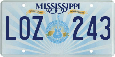 MS license plate LOZ243
