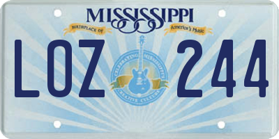 MS license plate LOZ244