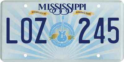 MS license plate LOZ245