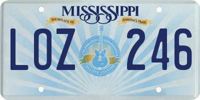 MS license plate LOZ246