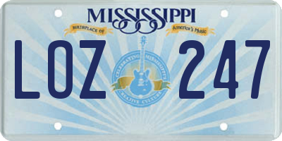 MS license plate LOZ247
