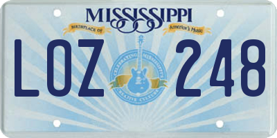 MS license plate LOZ248