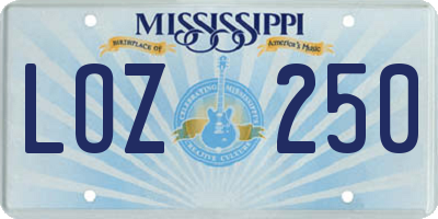 MS license plate LOZ250