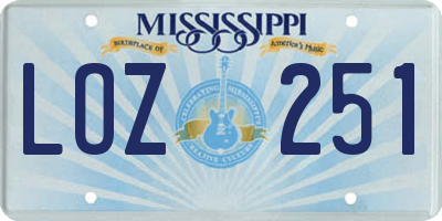 MS license plate LOZ251