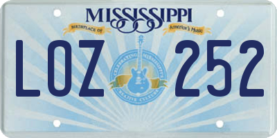 MS license plate LOZ252